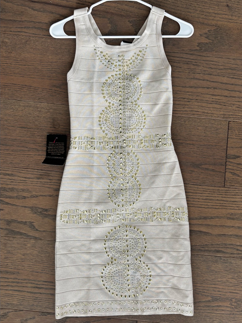 Vintage bebe Gold-Accent Bandage Dress